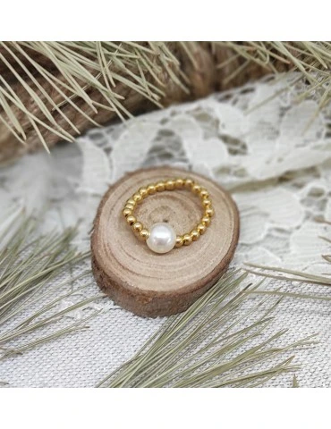 Anaïs Bague plaqué or et perle Blanche - Côté Filles